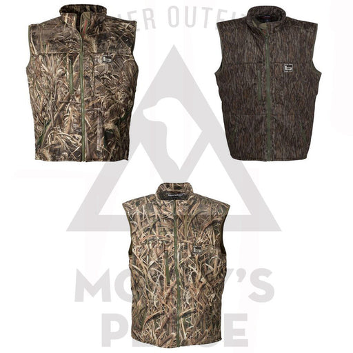 Banded Atchafalaya Vest  full zip front and verticle zip chest pocket in three camo variantions