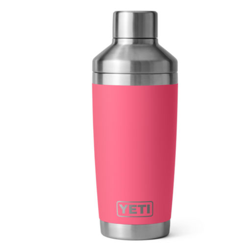 Yeti Rambler 20 oz Cocktail Shaker in Tropical Pink with silver top and bottom 
