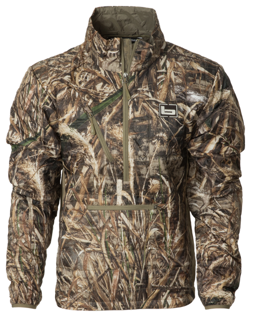 Banded Men's Northwind Nano Pullover camo, 1/2 zip with a chest zipper pocket and midsection horizontal zipper pocket