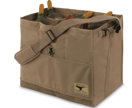 Banded, 6-Slot Duck Bag-Field Khaki open top with shoulder strap