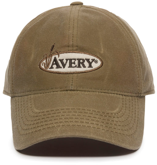 Avery Workmen Fleece-Lined Cap on brown with oval Avery logo on the front
