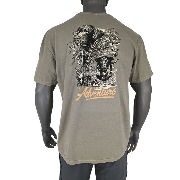 Molly's Fuel Your Adventure black lab hunting scene tee