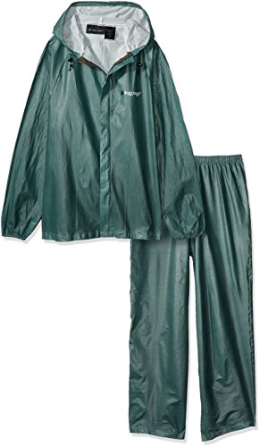 green rain jacket and pants