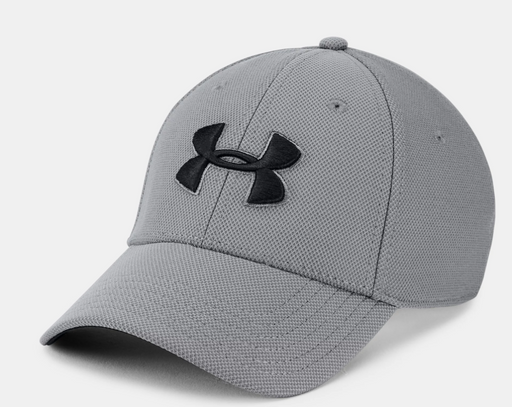 gray cap with black Under Armour logo on front