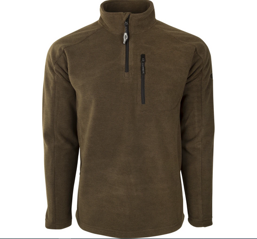 Drake Heathered Windproof 1/4 Zip pullover with zip chest pocket brown