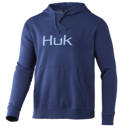 navy with light blue HUK Logo Cotton Hoodie