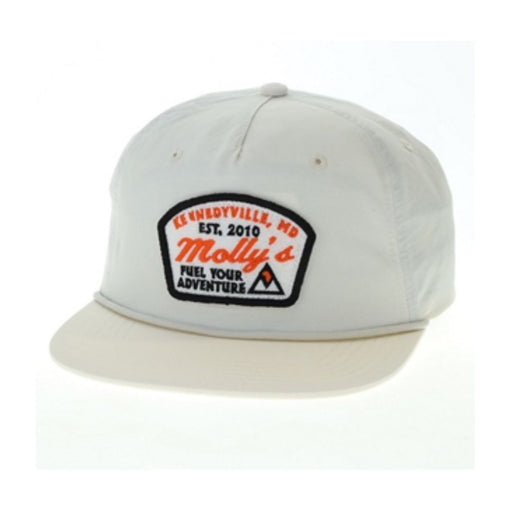 Molly's Place The Chill Hat in white with Molly's Fuel Your Adventure  patch on front