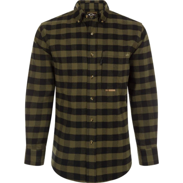 Drake Autumn Brushed Twill Plaid full button frontLong Sleeve 