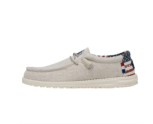 HeyDude Wally Patriotic Offwhite with American Flag on heel