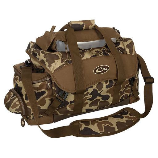 Drake Waterfowl Large Blind Bag Old School Camo with mulktiple pockets with shoulder strap and carry handles