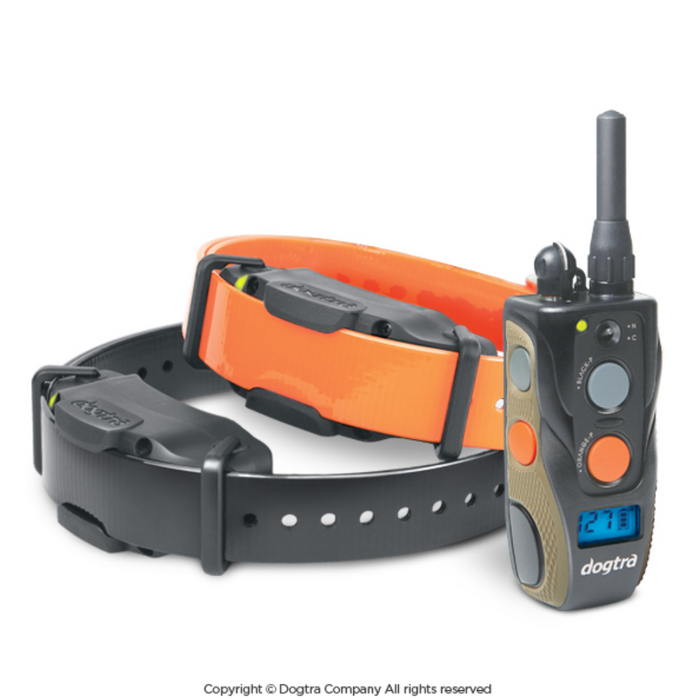 2-Dog Remote Dog Training E-Collar 2 collars one black one orange with remote