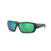 black sunglasses with bluegreen lenses