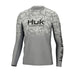 Gray and white Huk long sleeve Crew Inside Reef Fade