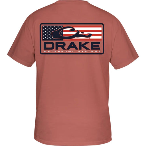 Drake waterfowl systems Patriotic Bar T-Shirt light red