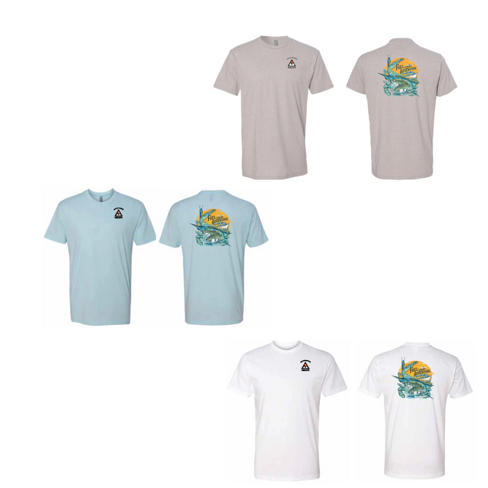 Molly's Place Short Sleeve T-Shirts with Molly's Logo on front and Striper on the back in color options grey, ice blue, and white
