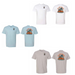 Molly's T-shirts with logo on front and storefront on the back in colors white, blue, and grey