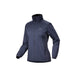 navy high collar zip front jacket with pockets on the sides