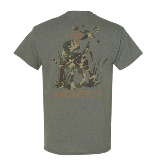 Nomad Retrieve Tee Overland Trek with hunting dog and waterfowl print in camo