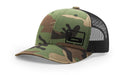 Banded Trucker Snapback Cap or Relaxed Cap camo and black