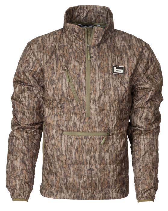 Banded Men's Northwind Nano Pullover camo, 1/2 zip with a chest zipper pocket and midsection horizontal zipper pocket