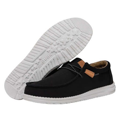 HeyDude Wally Workwear shoes black upper white soles