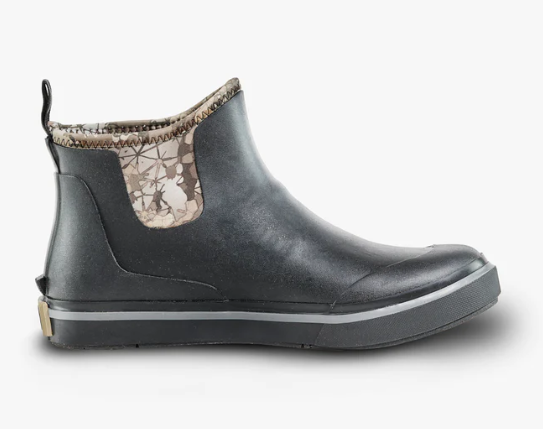 black ankle wader boot with camo lining