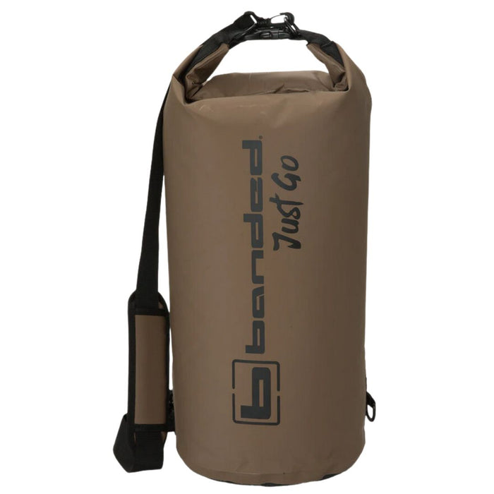 Banded Roll-Top Cylinder Soft Sided Cooler with shoulder strap in brown with black trim