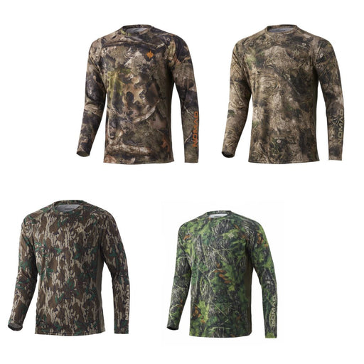 Nomad Pursuit Camo Long Sleeve pullover shirt in four camo variations