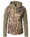 Banded Womens Kinetic Hybrid Hoodie  camo body and green hood and sleeves