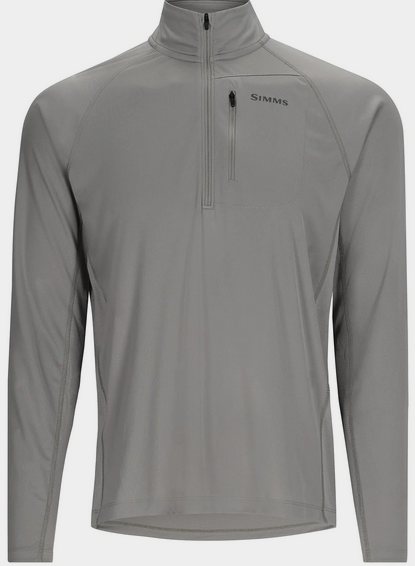 gray  half zip long sleeve with vertical zip chest pocket