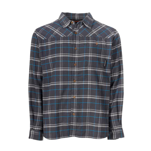 navy gray and blue button front flannel shirt