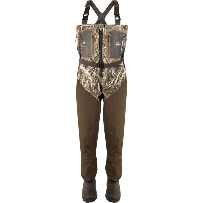 Drake Front Zip Guardian Elite 4-Layer  belted bib Wader  with rubber boots