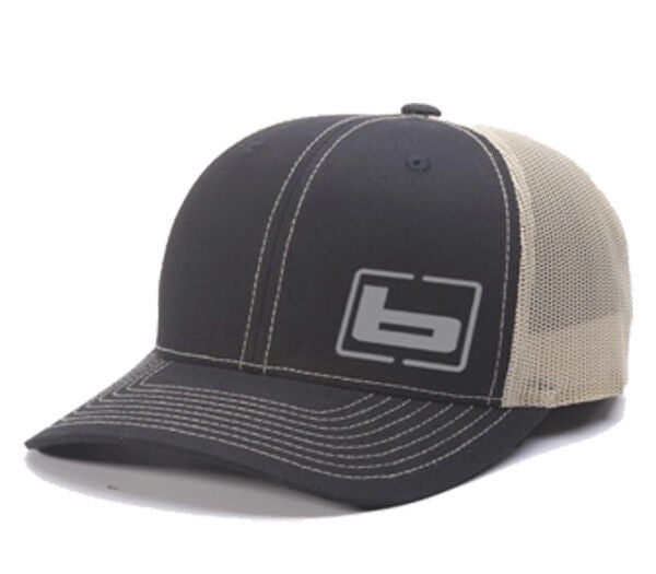 Banded Trucker Snapback Cap or Relaxed Cap gray and off white