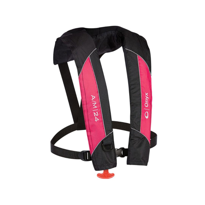 Onyx Outdoor A/M-24 Auto/Manual Inflatable Life Jacket black and hot pink