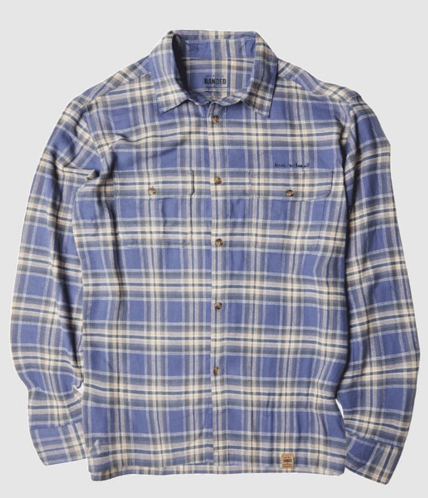 Banded Everglades Flannel Shirt blue white