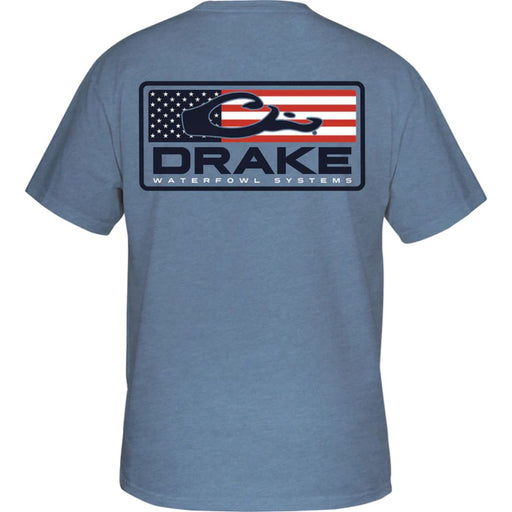 Drake waterfowl systems Patriotic Bar T-Shirt light blue