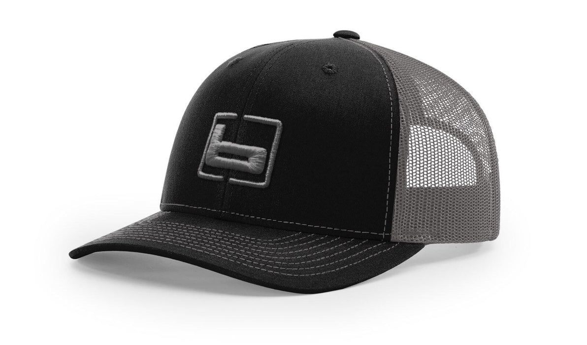 Banded Trucker Snapback Cap or Relaxed Cap black and gray