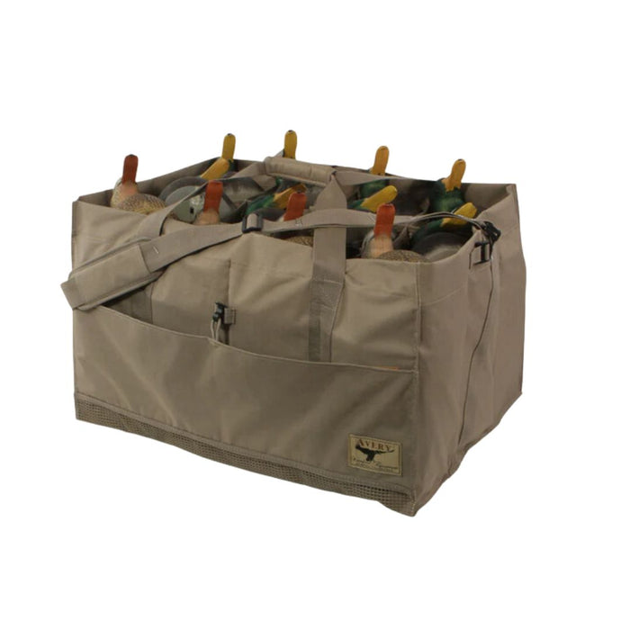 Banded, 12-Slot Duck Bag-Field Khaki with open top and shoulder strap