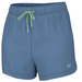 blue Huk Womens Pursuit Volley Swim Shorts with neon green draw string