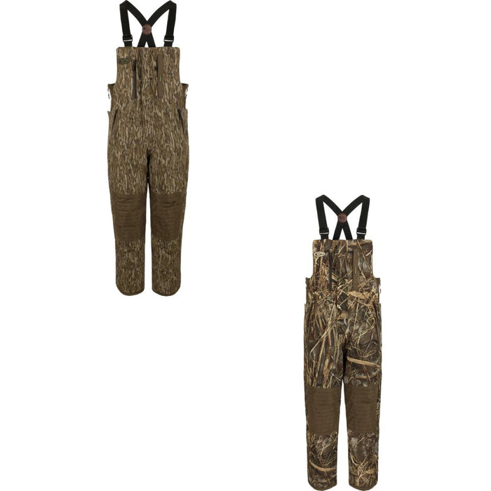 Drake Guardian Elite Bibs camo with brown knees in two camo variations