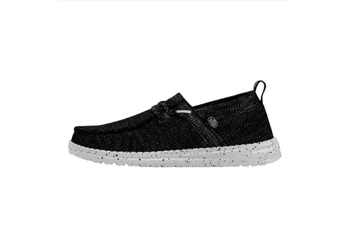 HeyDude Women's Wendy Halo Black with white soles with specks