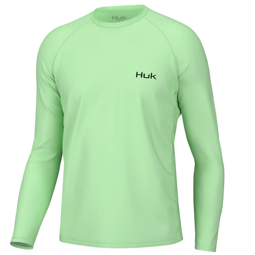 lime long sleeve performance shirt with huk logo