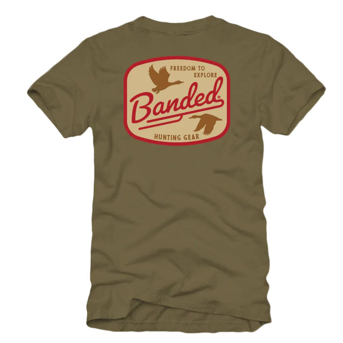 Banded Retro Patch Short Sleeve Tee-Olive