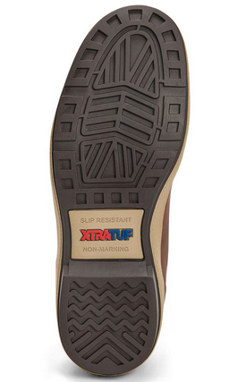 brown sole of boot XTRATUF logo