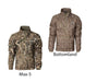 two Banded Men's Northwind Nano Pullover camo, 1/2 zip with a chest zipper pocket and midsection horizontal zipper pocket