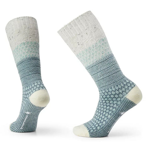 Smartwool Everyday Popcorn Cable Full Cushion Crew socks light blue and off white
