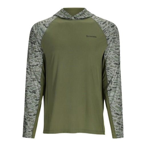green with camo sleeve Simms Challenger Solar Hoody