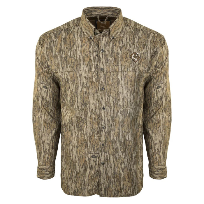 Drake Mesh Back Flyweight full button Shirt with teo chest pockets