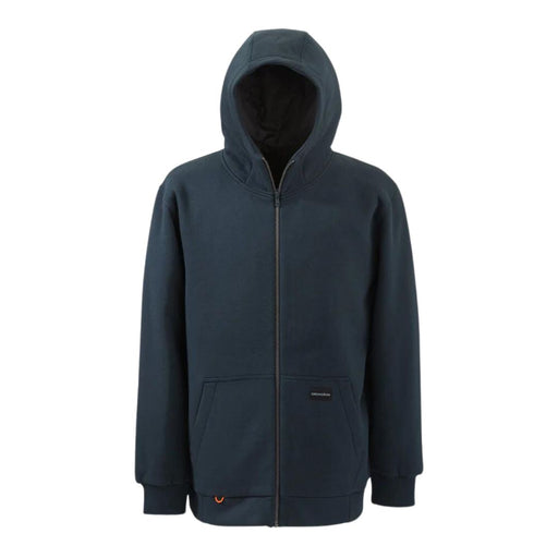 navy insulated zip front hoodie