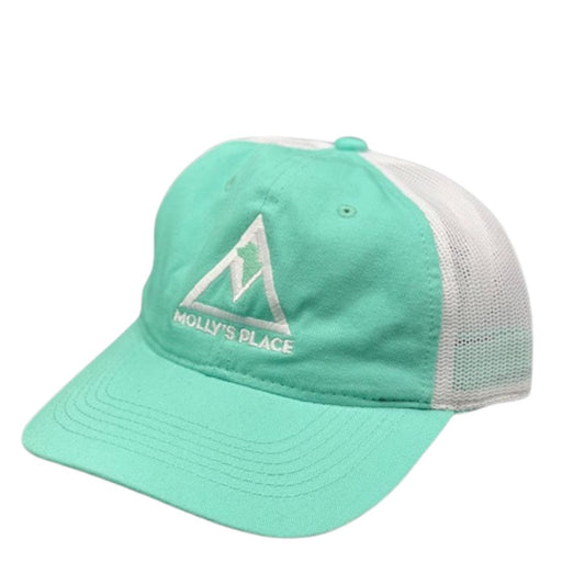 Molly's Place Mesh Back Panel mint green and white Cap with Molly's Plce embroidered logo 